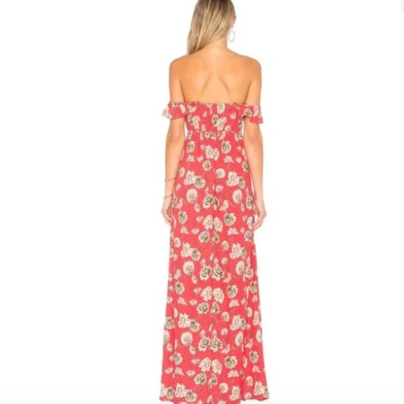 Flynn Skye Bella Floral Ruffle Off Shoulder Maxi Dress Floral Fireworks-M - Picture 2 of 2